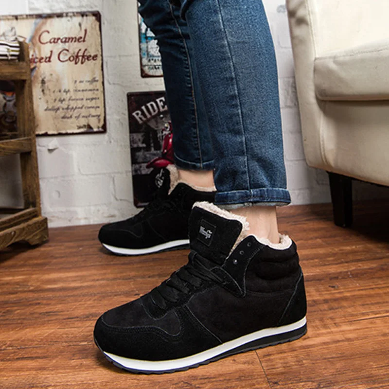 Мужские ботинки модные зимние кроссовки теплые для снега мужская обувь размера