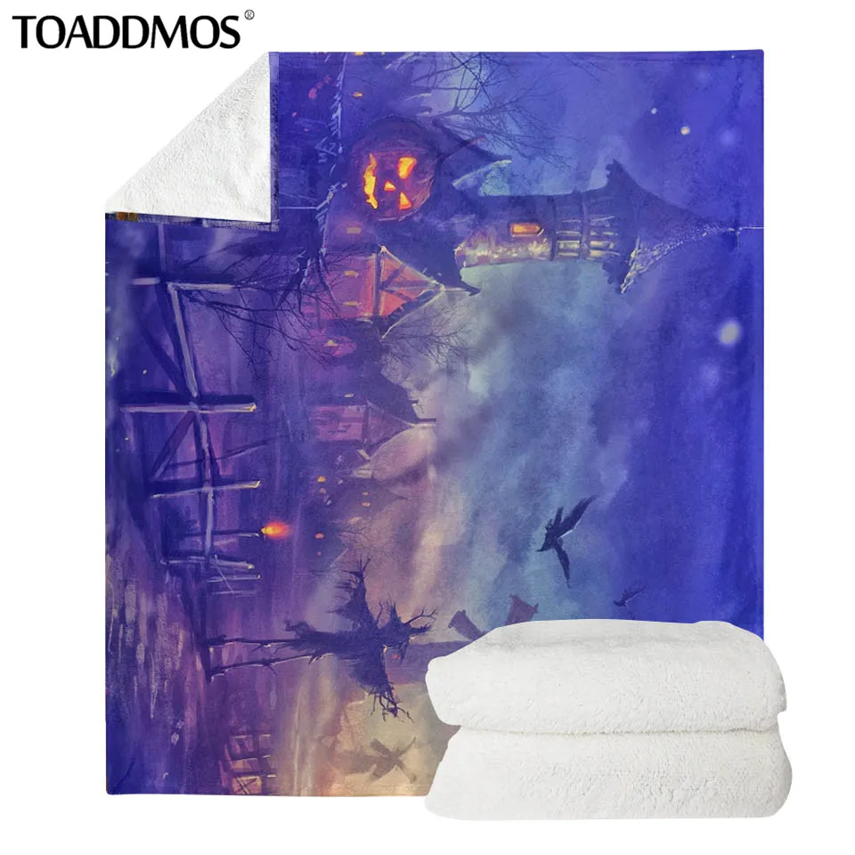 

TOADDMOS Halloween Gift Scary Pumpkin Print Purple Fleece Blanket for Kids Adults Sofa Nap Warm Throw Blanket Thin Quilt manta