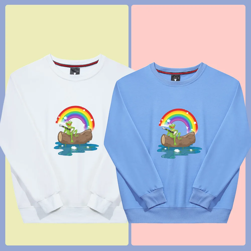 

Harajuku Frog Printed Sweatshirts Oversized Cotton Crewneck Kawaii Hoodie Best Friend Sweatshirt Casual Loose Thin Korean Tops