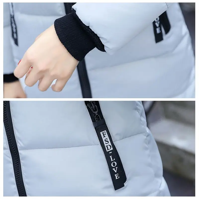 Women Winter Hooded Mid-long Jacket New Fashion Fur collar Thickening Warm Cotton Coat Casual Slim Female Parkas NZYD261A