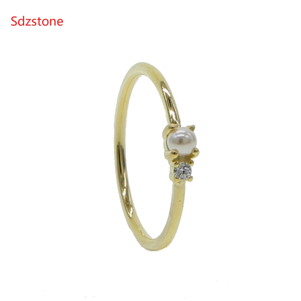 

Кольцо Sdzstone женское из серебра 925 пробы с жемчугом и желтым золотом