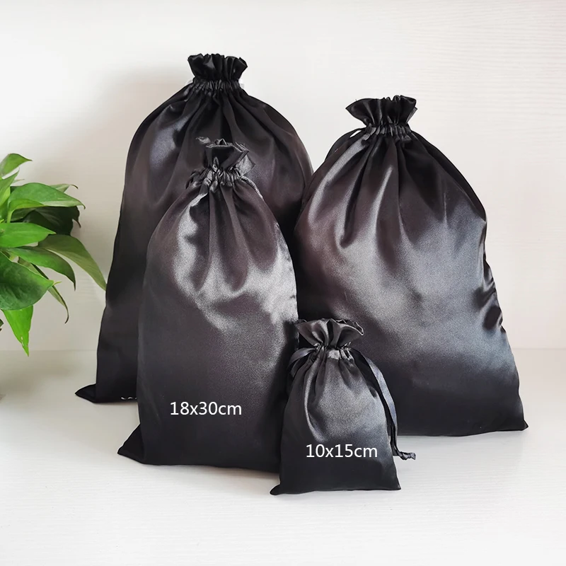 Шелковый Атласный упаковочный пакет с логотипом на заказ натуральные волосы для