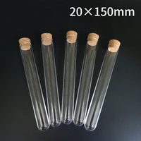 100pcspack 20150mm lab clear plastic test tube with cork cap stopper round bottom laboratory or wedding favours spice tube
