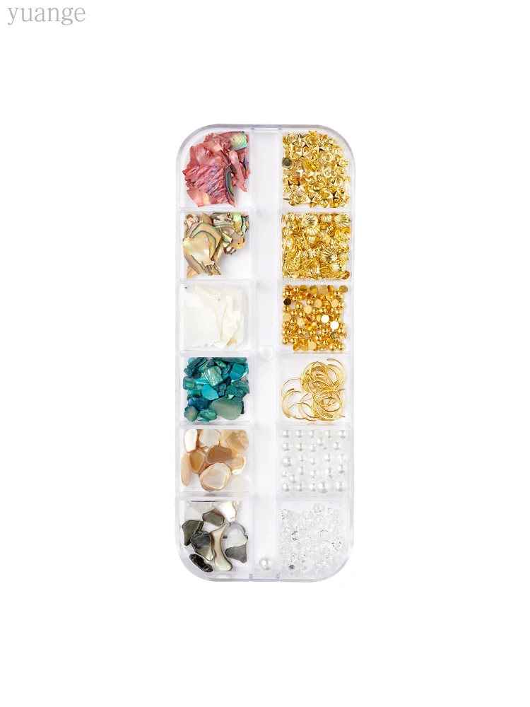 

1box Internet Celebrity New Nail Ornament Shell Piece Assortment Pack Rivet Pearl Rhinestone Stone Nail Making Small Accessories