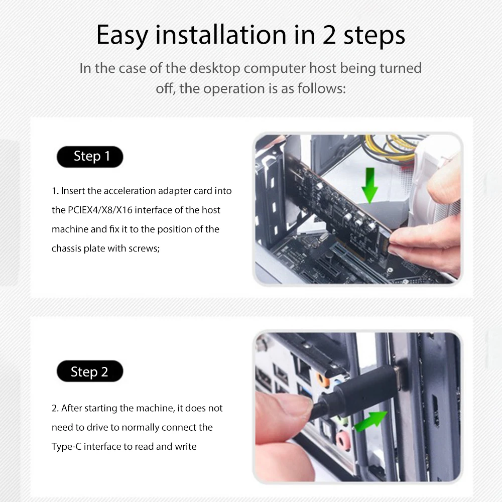 

KC008 PCIe X 4 to USB3.2 Riser Card High Speed 20Gbps Adapter Type C Host USB 3.2 PCI Express Expansion Card for Desktop