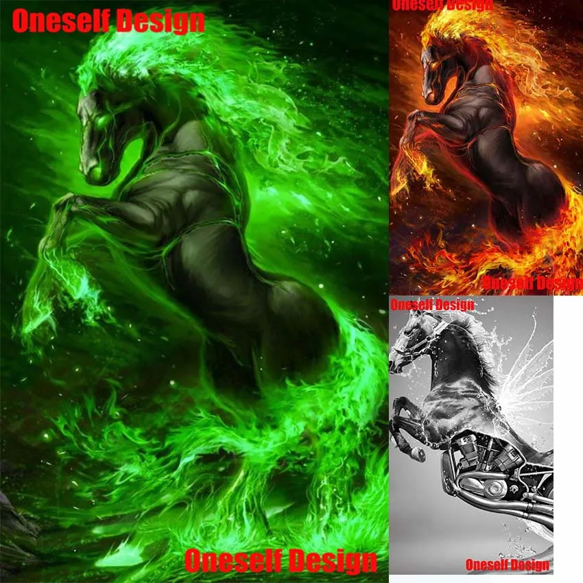 

popular 5d diamond painting full square fire horse diy diamond embroidery sale diy diamond art kit animal rhinestone pictures