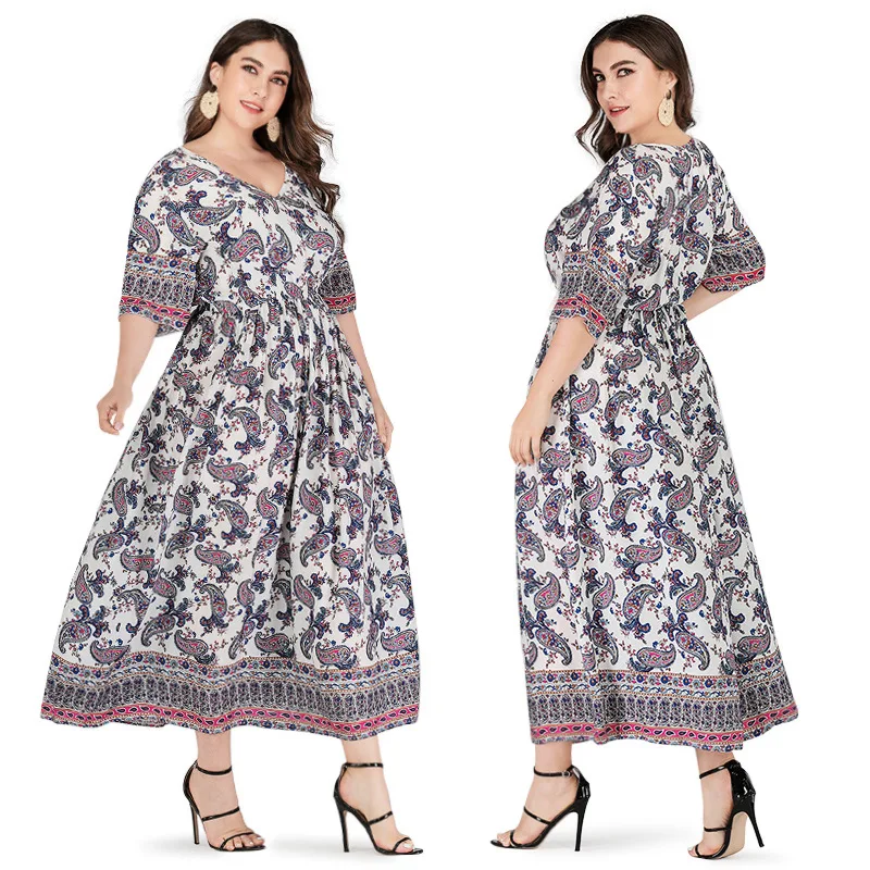 Женское пляжное платье Бохо с цветочным принтом летние платья для отпуска