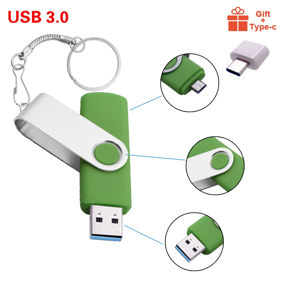 Флеш-накопитель USB 3.0 OTG 3 в 1 64 ГБ 128 256 512 | Компьютеры и офис