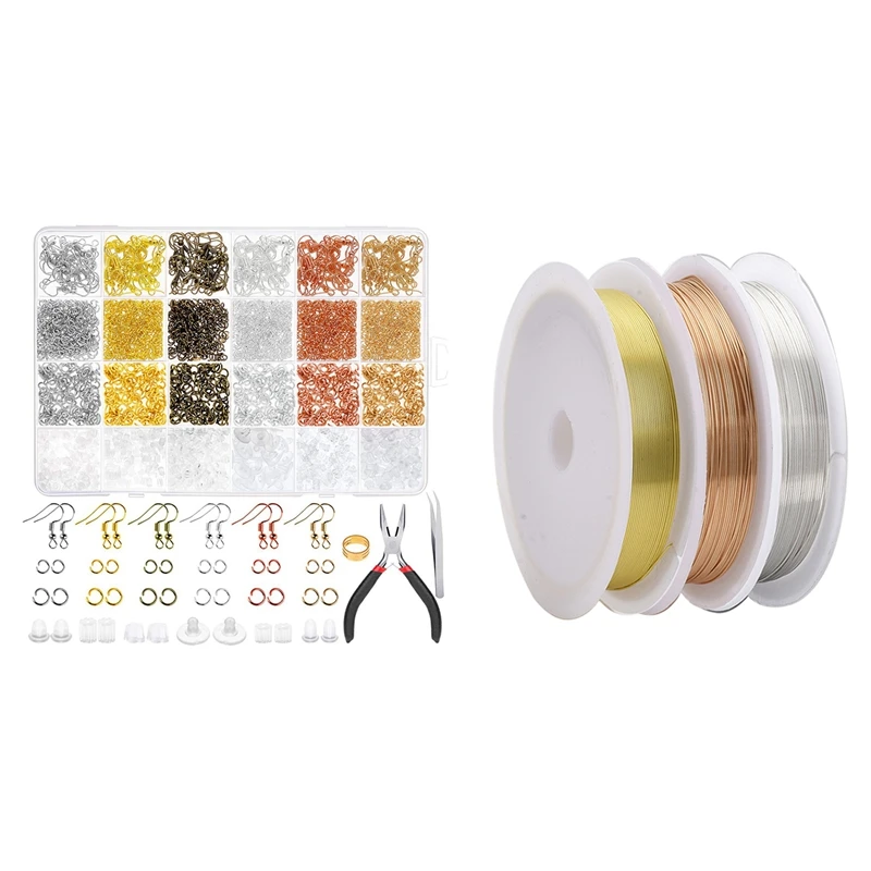 

Серьги-крючки, Набор для изготовления сережек Shynek из 2000 шт. в 3 рулонах ювелирных изделий «сделай сам», медная проволока для ювелирных издели...