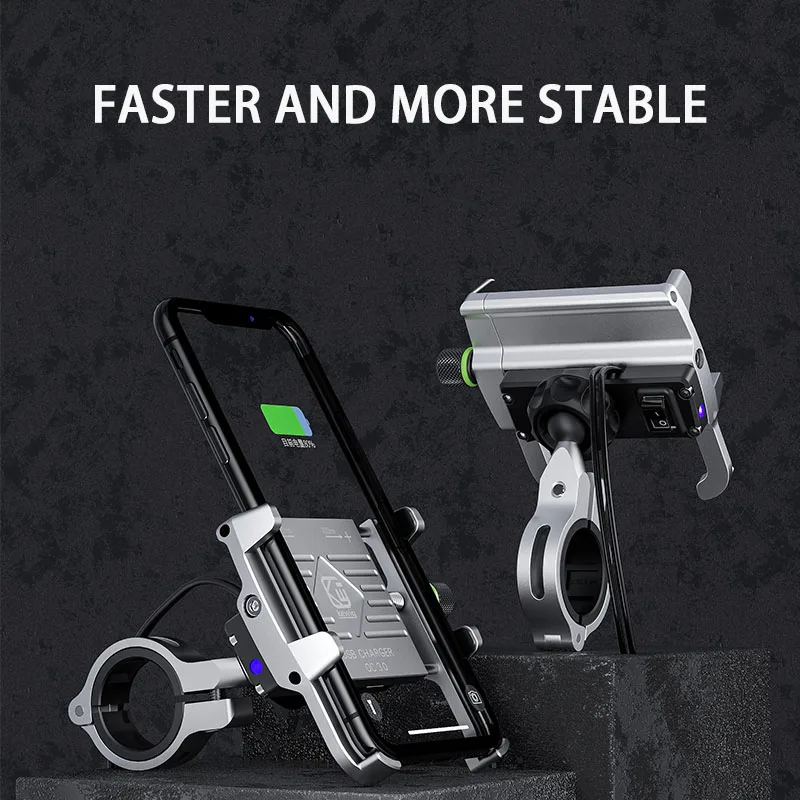 arvin qc3 0 aluminum motorcycle phone holder stand with usb charger handlebar charging bracket for 3 7 inch mobile phone mount free global shipping