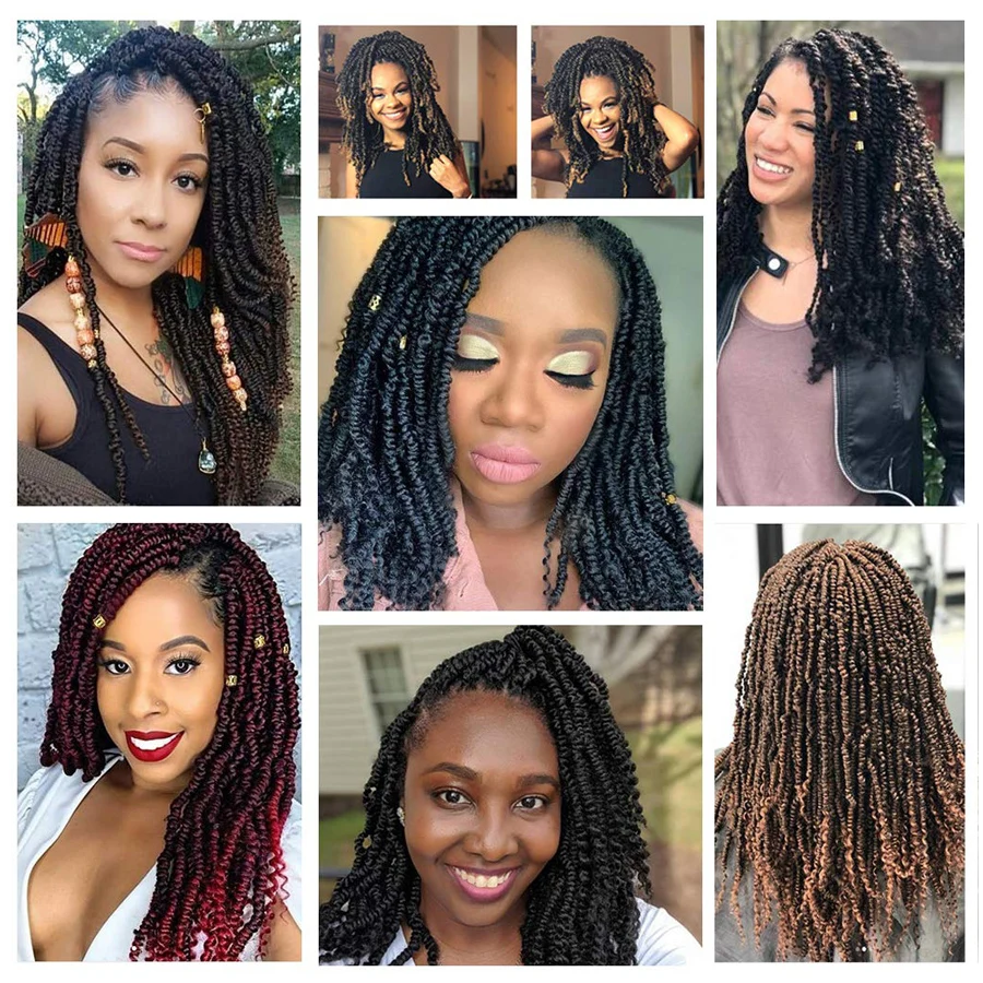 

Passion Twist Synthetic Crotchet Braiding Hair Extensions 24Roots Short Ombre Crochet Braids Pre Looped Fluffy Twists Hair Bulk