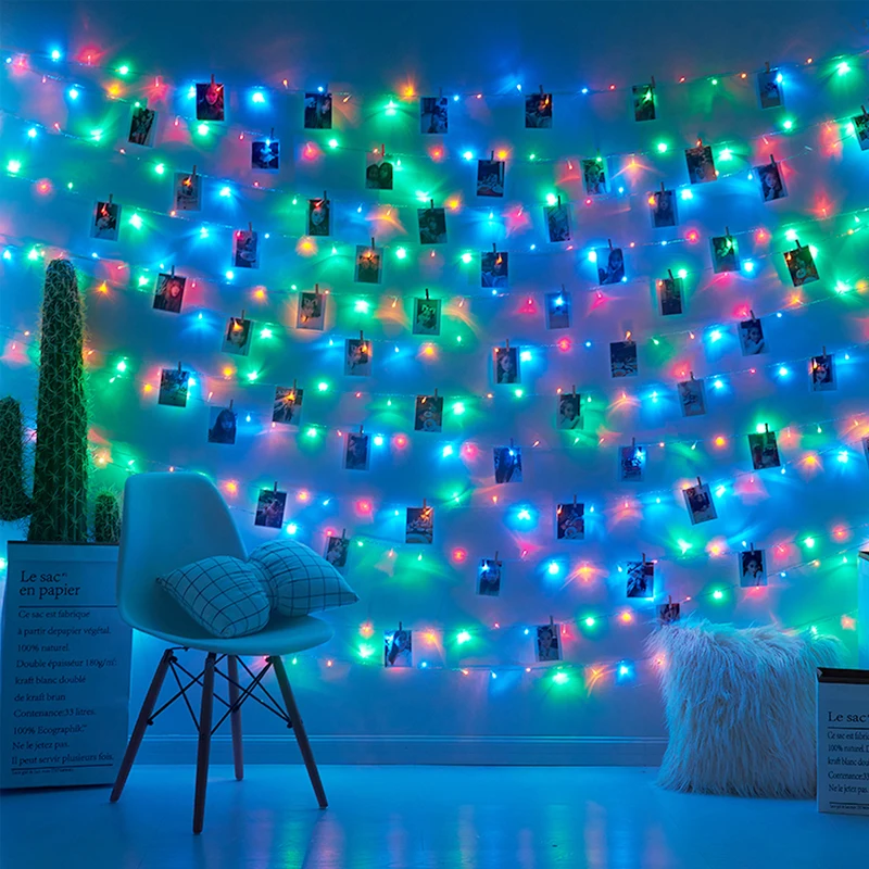 1/2M DIY RGB светодиодный фоторамка зажим строка светильник Медный провод гирлянда