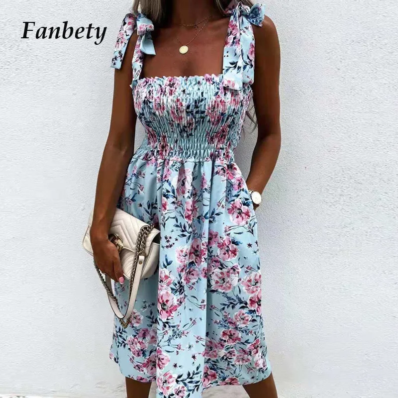 

Women Fashion Elegant Polka Dot Party Dress Summer New Sexy Sleeveless Backless A-Line Dress Lady Lace-up Sling Beach Dresses