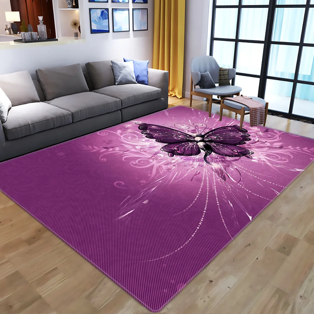 

Pink Butterfly Pattern Carpets For Living Room Bedroom Decorate Mat 3D Printing Kids Room Play Area Rugs Coffee Table Floor Rug