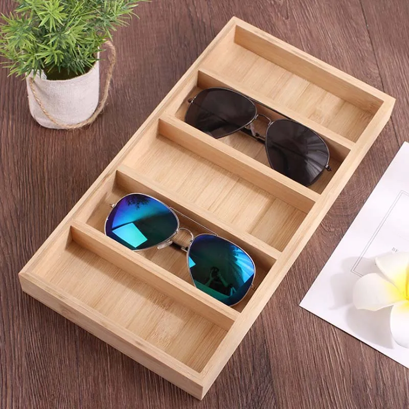 4/5/6-Tiers Bamboo Sunglasses Display Wooden Vertical Eyewear Organizer Display Stand Showcase Eyeglasses Holder