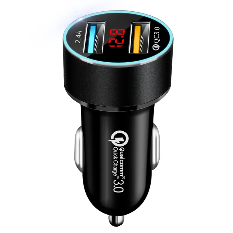 aliexpress.com - 3.0A Car Charger Dual USB LCD Display 12-24V  Cigarette Socket Lighter QC Car Charger for iphone 11 samsung xiaomi huawei etc