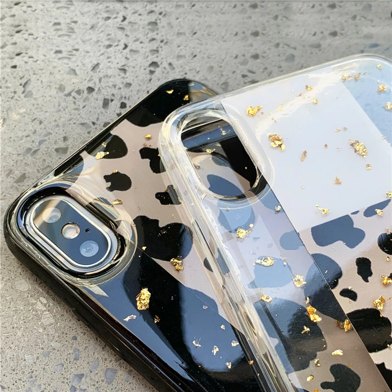Простой леопардовый чехол из золотой фольги для Xiaomi Redmi 7 7A 6A 5A Note 5 6 8 Pro прозрачный