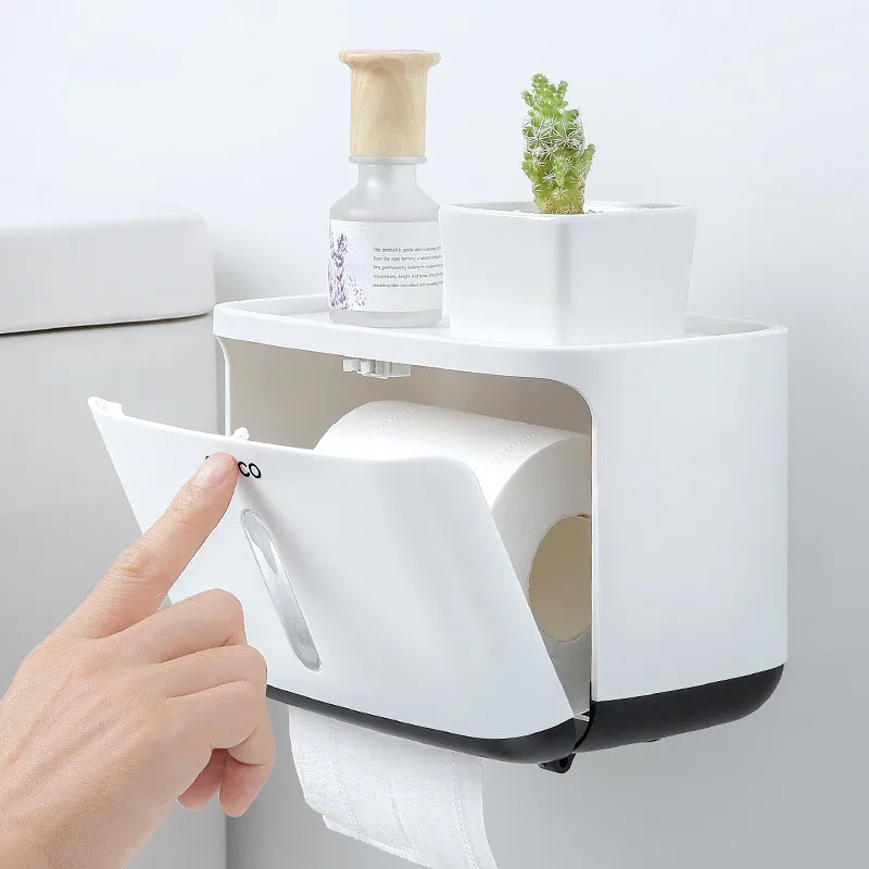 

Rolling Papers Pill and Stick Wallpaper for Bathroom Toilet Paper Dispenser Wall Mounted Toilet Paper Holder with Storage Box