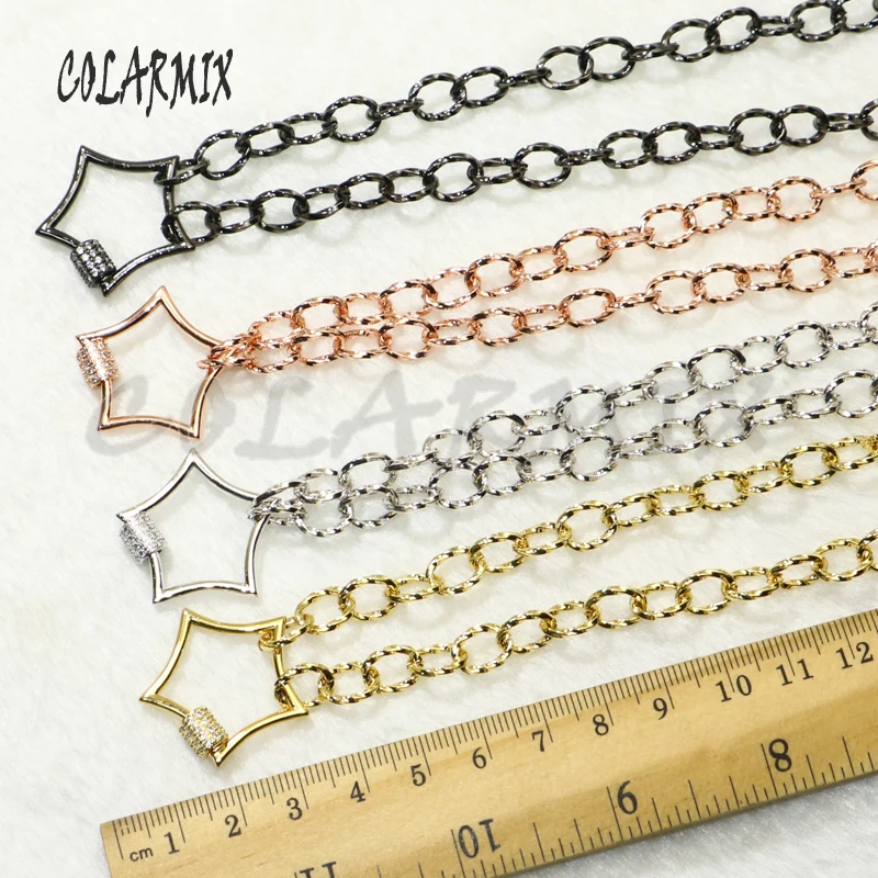 

4 Pcs Star clasp Punk necklace metal buckle pendant necklace Gold Color jewelry Chain necklace Handmade jewerly 50620