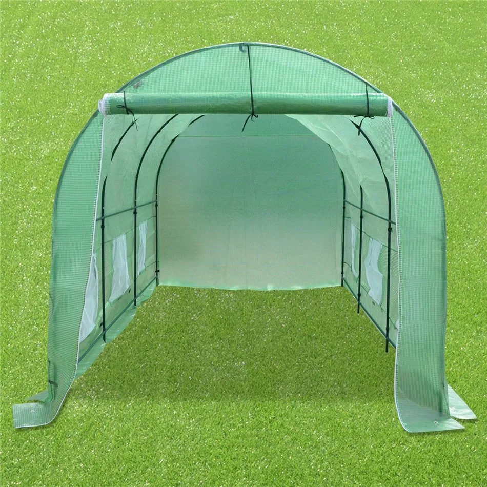 AULAYSED горячий зеленый дом 12'X7'X7' большой прогулки на открытом воздухе Садоводство прочный теплица железный Стенд Крышка