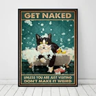 Металлический плакат с изображением черной кошки, не делайте это странным, Художественная печать, винтажный наряд, ретро, Забавный знак для ванной, Картина на холсте, домашний декор