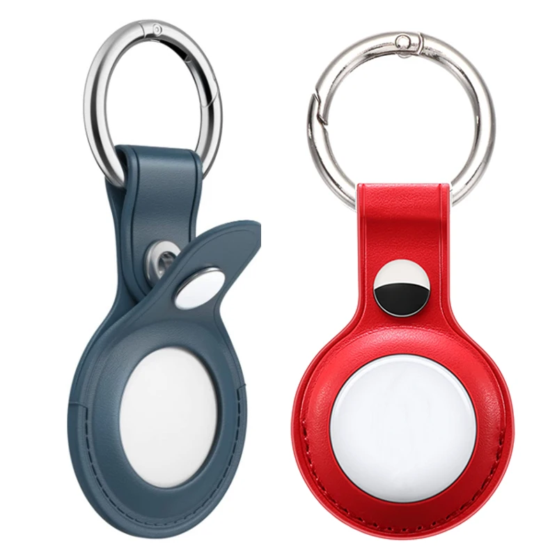 

For Apple AirTags Leather Protective Case with Key ring Anti-scratch Portable Accessories leather Protector Cover For Air Tags
