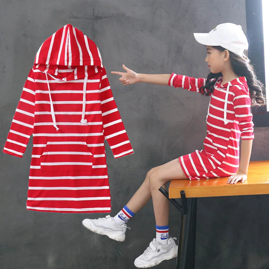 Платья для девочек приталенное платье в полоску длинные худи детское вечерние
