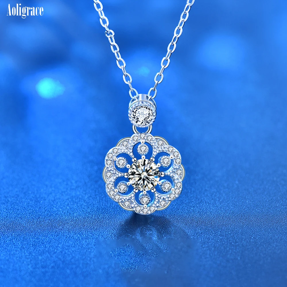 

Женский Круглый Кулон из серебра 925 пробы, с муассанитом