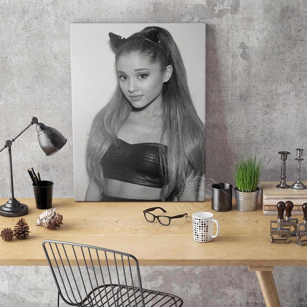

Retro Black and White Prints Art Pictures Ariana Grande Music Star Singer Poster Wall Art for Bedroom Living Room Decortaion