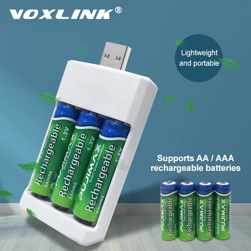 Зарядное устройство VOXLINK 3 слота USB зарядка для батарей AA/AAA зарядное пульта