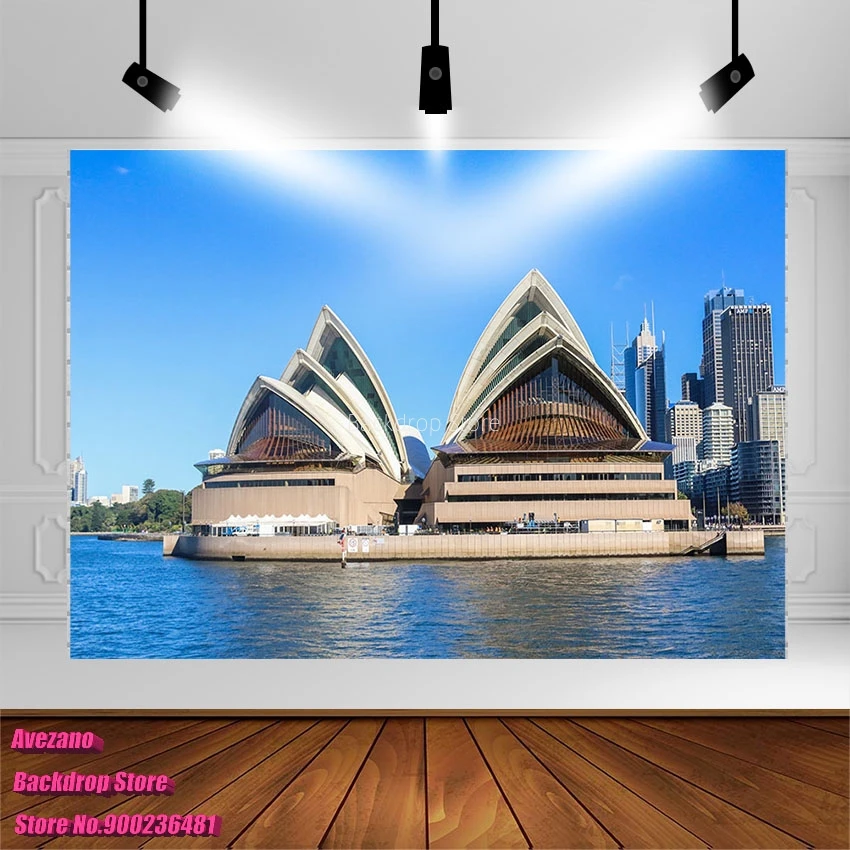 Виниловый фон Avezano для студийной фотосъемки с изображением сиднейской оперы и