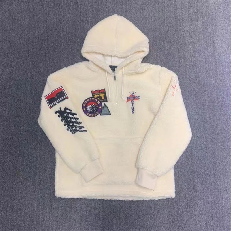 

2021FW Travis Scott Hoodie Men Women 1:1 High Quality Embroidered Sweatshirts Lamb Cashmere Fleece Cactus Jack Pullovers Hoodies