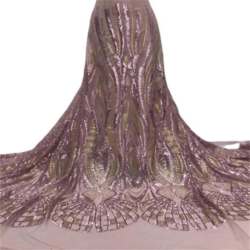 

Розовая/Золотая французская кружевная ткань, сетчатая африканская кружевная ткань с блестками, нигерийская кружевная ткань, высококачеств...