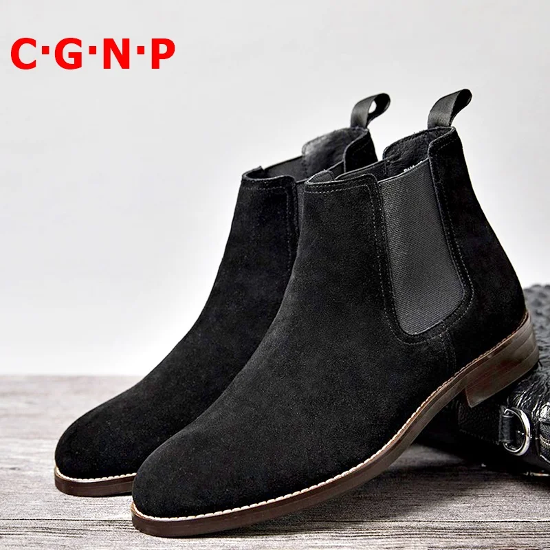 C · G N P Зимние Замшевые Кожаные мужские ботинки высококачественные дышащие челси