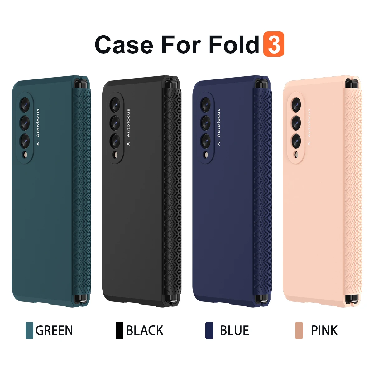 Bisagra de TPU suave de protecci&oacute;n, funda de tel&eacute;fono de PC dura esmerilada para Samsung Galaxy Z Fold 3 Fold2 5G, cubierta protectora con pel&iacute;cula de vidrio frontal-5