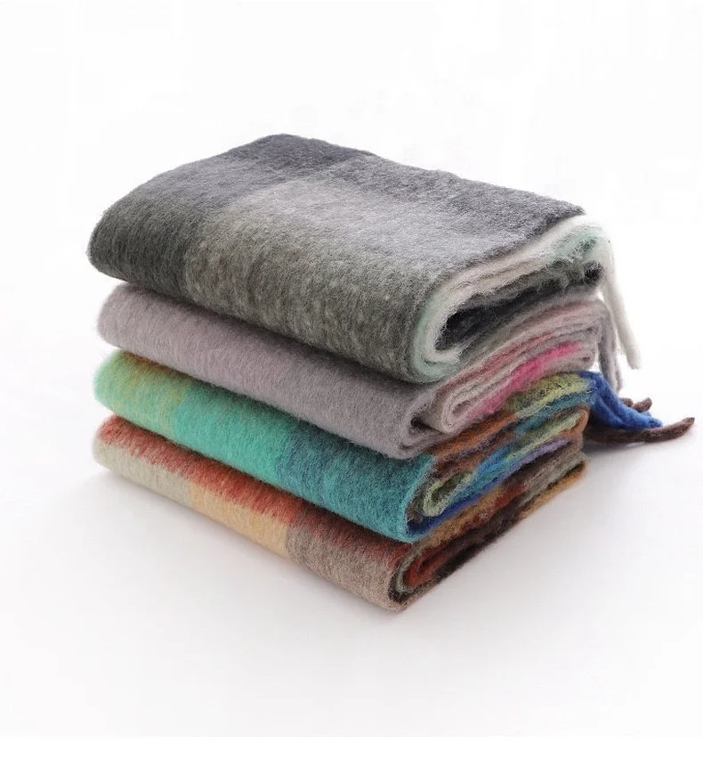 KENSHELLEY горячая Распродажа толстый клетчатый зимний шарф для взрослых с узором в