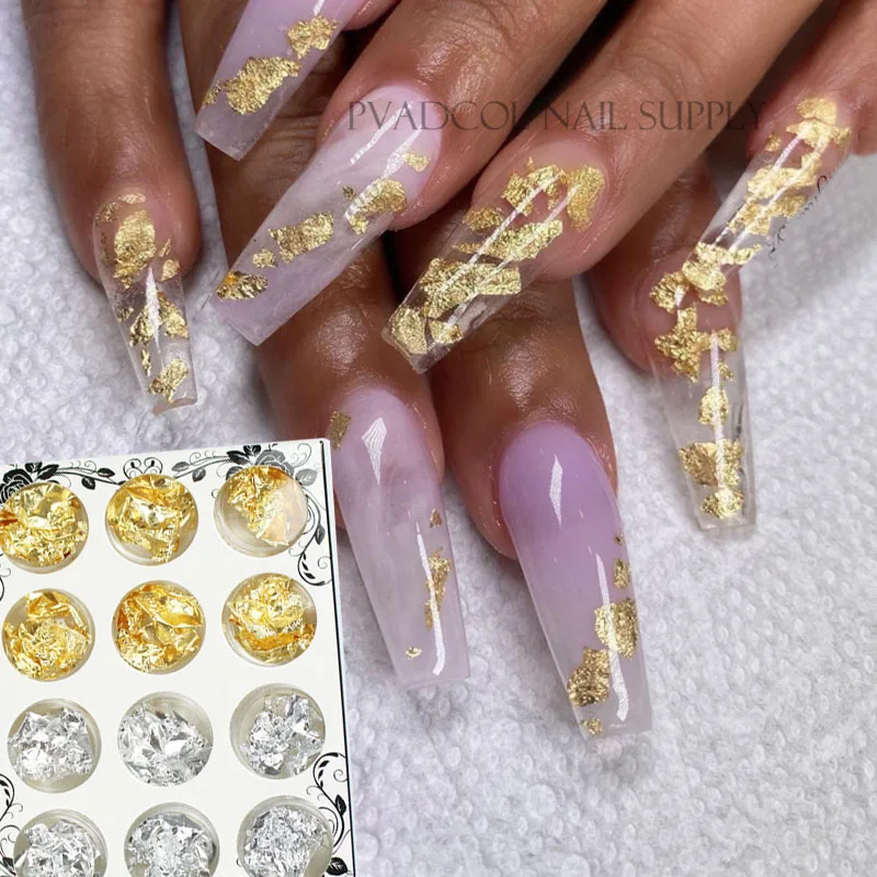 Объемная Фольга для дизайна ногтей хлопья украшение объемные блестки золотой