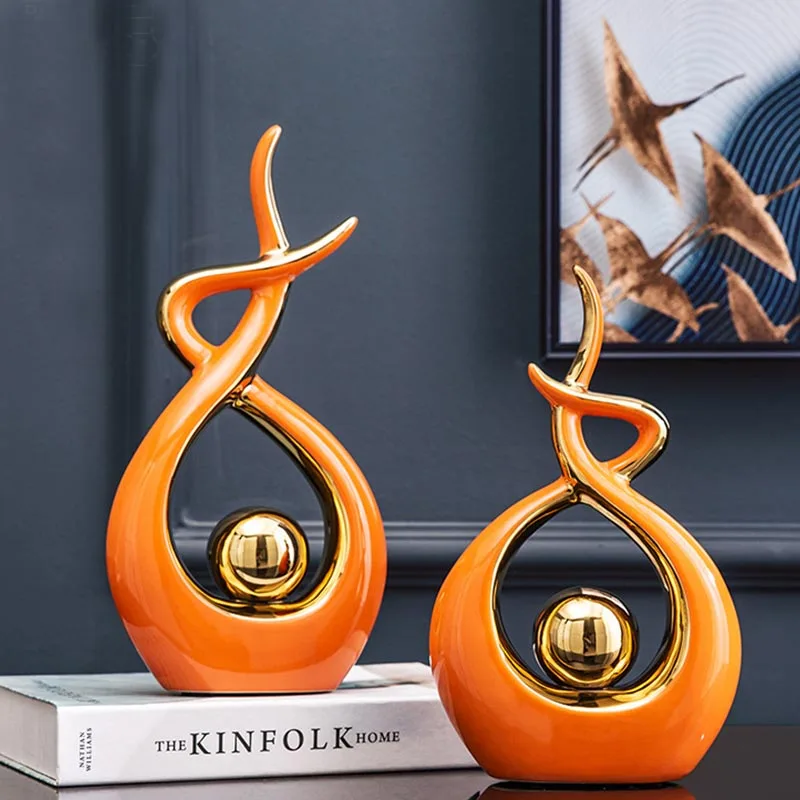 

Nordic Ceramic Abstract Statues Figurines for Home Decoration Sculpture Modern Art Bar Counter Bookshelf TV Wine Cabinet Decor