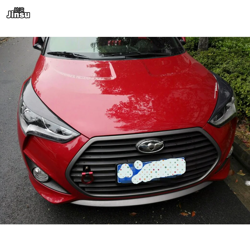 LP Style For Hyundai Veloster 1.6L 1.6T Carbon Fiber Wide Body Headlight Eyebrow CF Front Bumper Eyelid Auto Body Kit eyebrows