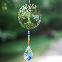 chakra tree of life sun catcher crystal prism handmade crystal drop faceted window car art hanging pendant for home garden decor