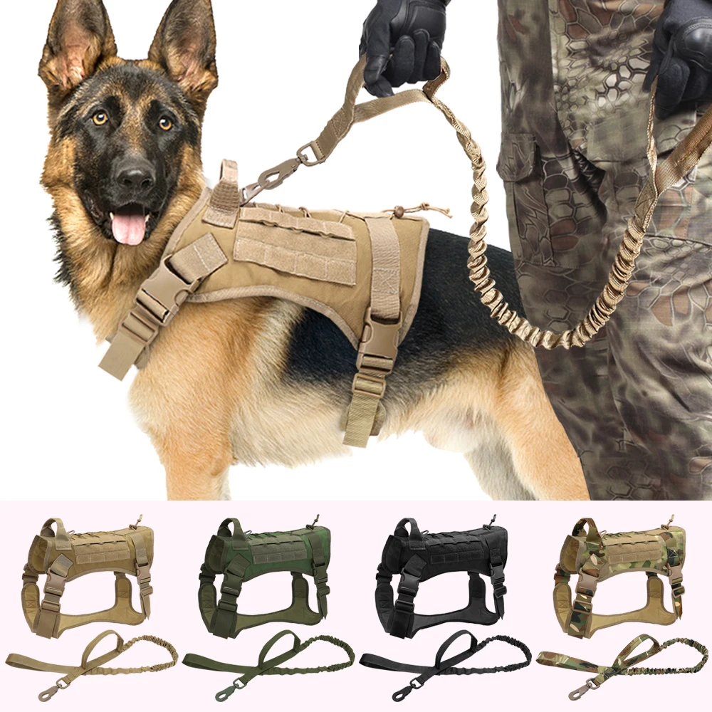 Arnés de entrenamiento para perros, Correa táctica militar para perros, chaleco de trabajo para mascotas, correa elástica para Bulldog Pastor Alemán