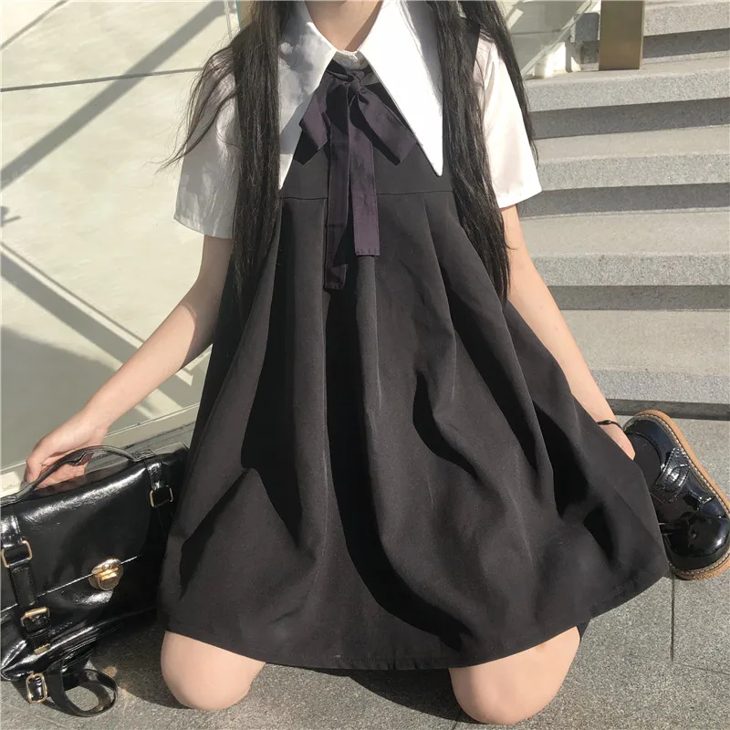 

Kawaii Sweet Gothic Lolita Dress Women Cute Japanese Korean Style Sleeveless Sashes Dresses Soft Girl Mini Princess Dresses Lady