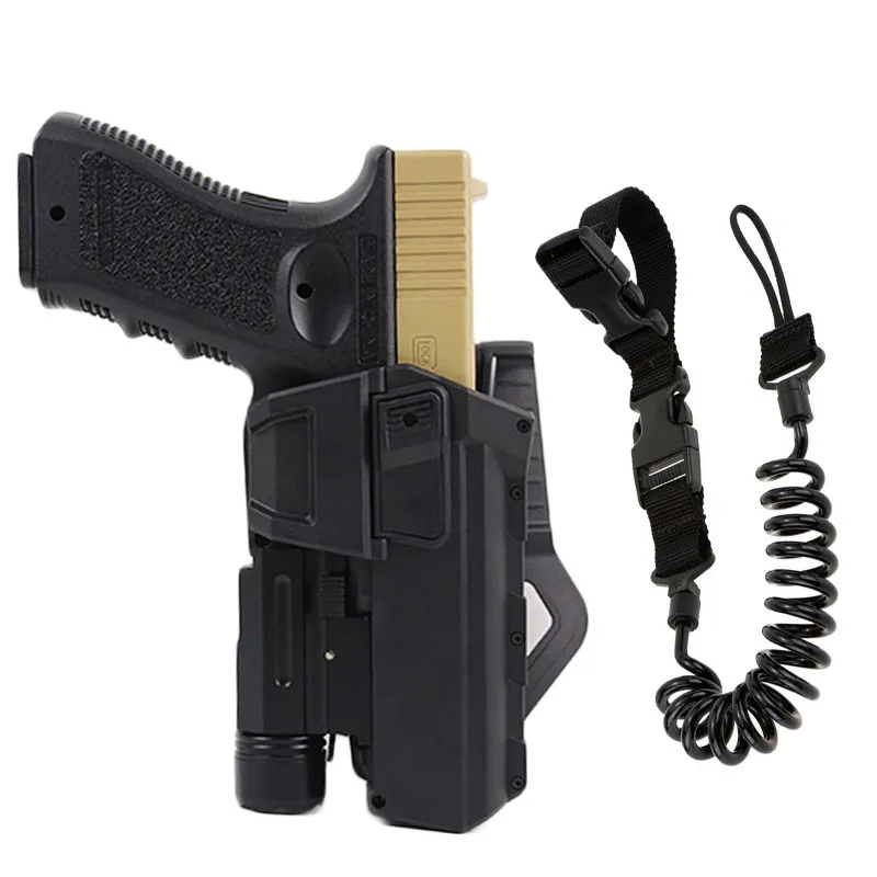 Movable Gun Holsters for Colt 1911 Glock 17 18 Airsoft Pistol Gun Holster Fit Flashlight or Laser Mounted Right Hand with Sling