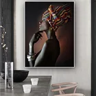 Африканская Обнаженная женщина индийская повязка на голову портрет настенное искусство картина настенное искусство для гостиной домашний Декор (без рамки)