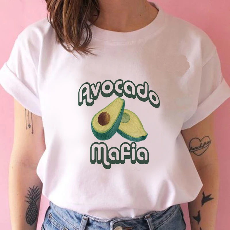 

Funny Avocado Printed short sleeve t-shirt Kawaii Cartoon Graphic Tshirts Girls Tops Tees Female Cute women summer t-shirt