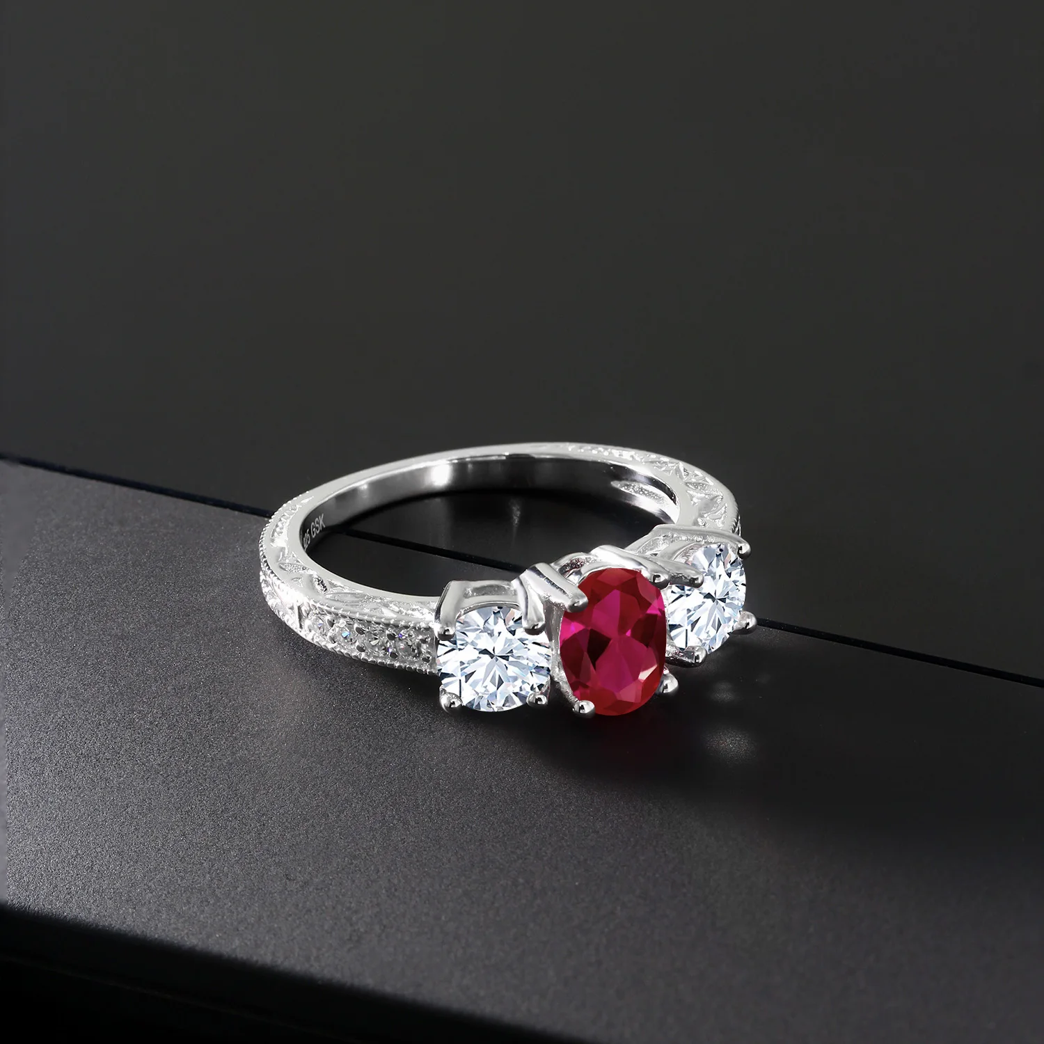 GemStoneKing 2 52 Ct ОВАЛЬНЫЙ красный создан рубиновое женское кольцо твердое 925 пробы
