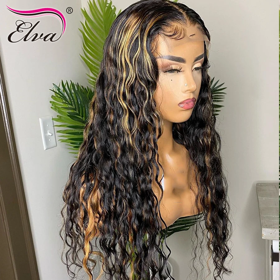 Глубокая волна Синтетические волосы на кружеве парики для Для женщин перуанские