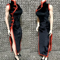 16 gold sexy velvet cheongsam skinny black clothing design model for 12 figure body