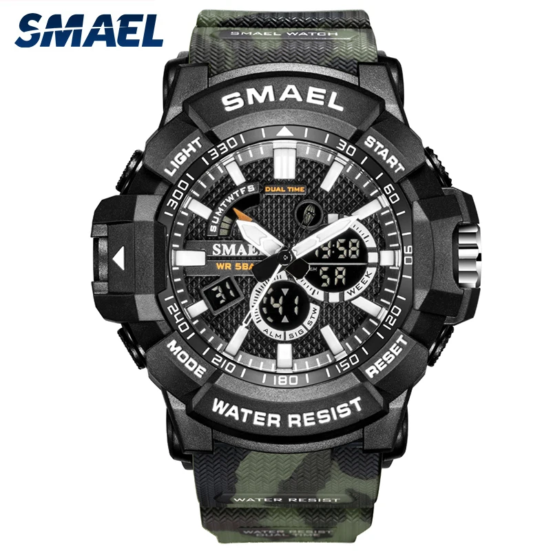 

Sport Watches Waterproof Military Army Green Wristwatches Stopwatch Alarm Clock LED Light Digital Watch 1809B Men's Watch Quartz