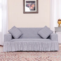 imitated linen elastic sofa cover seersucker skirt solid color couch cover stretch thickened slipcovers home decoration